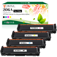 Office Koala 206A Black/Cyan/Magenta/Yellow Toner Cartridges(No Chip), Compatible with  HP Color LaserJet Pro M255dw/M282/283fdw (Replacement for OEM Part W2110A W2111A W2112A W2113A)