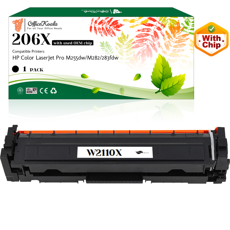 Office Koala 206X Black Toner Cartridges(with OEM Chip), Compatible with  HP Color LaserJet Pro M255dw/M282/283fdw, 3150 Pages Yield  (Replacement for OEM Part W2110X)