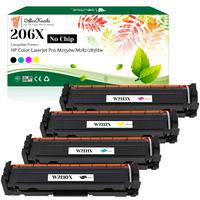 Office Koala 206X Black/Cyan/Magenta/Yellow Toner Cartridges(No Chip), Compatible with  HP Color LaserJet Pro M255dw/M282/283fdw (Replacement for OEM Part W2110X W2111X W2112X W2113X)