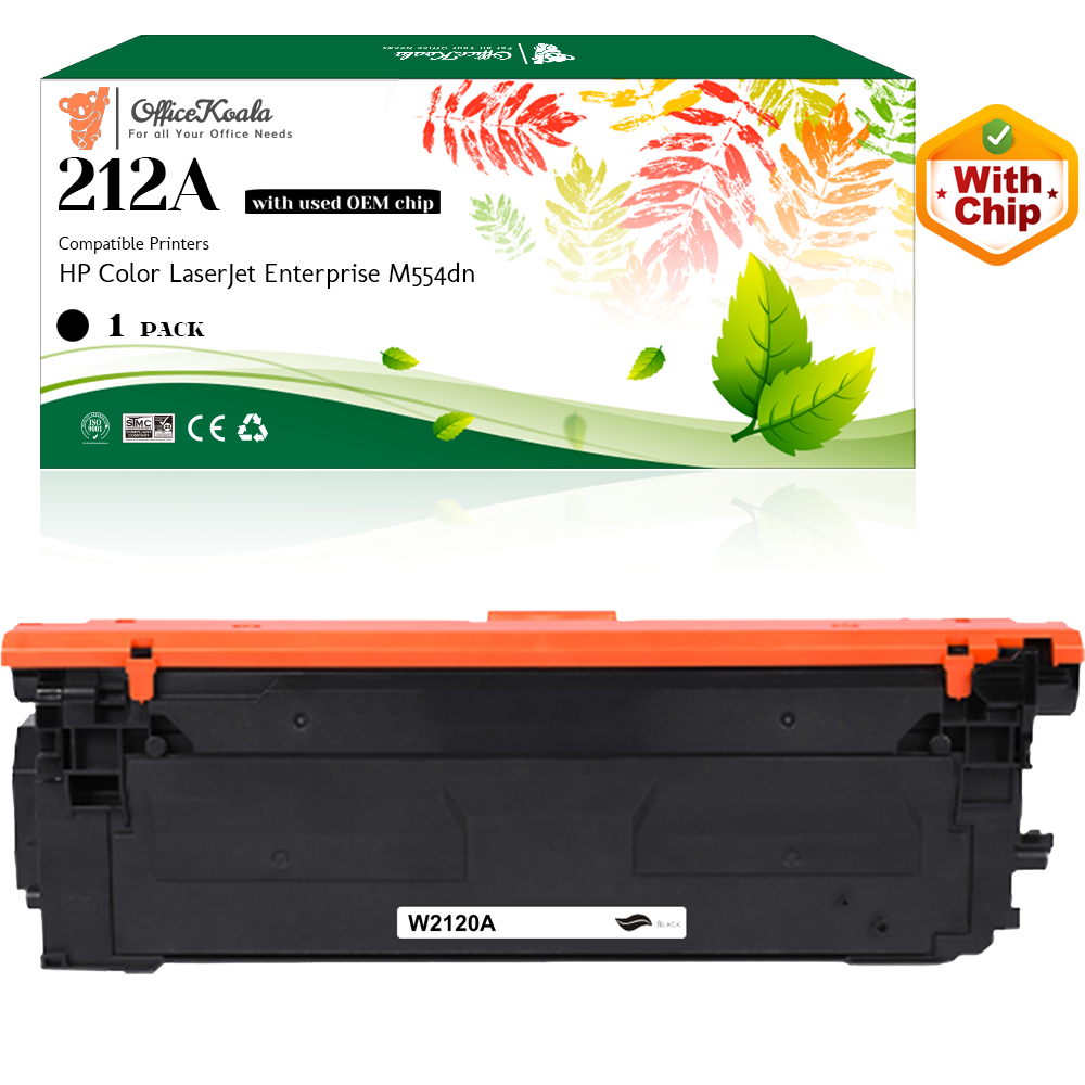 Office Koala 212A Black Toner Cartridges(with New Chip), Compatible with  HP Color LaserJet Enterprise M554dn, 5500 Pages Yield  (Replacement for OEM Part W2120A)