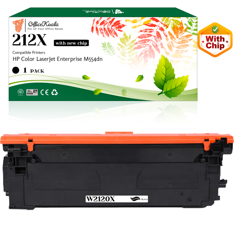 Office Koala 212X Black Toner Cartridges(with New Chip), Compatible with  HP Color LaserJet Enterprise M554dn, 13000 Pages Yield  (Replacement for OEM Part W2120X)