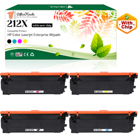 Office Koala 212X Black/Cyan/Magenta/Yellow Toner Cartridges(with New Chip), Compatible with  HP Color LaserJet Enterprise M554dn (Replacement for OEM Part W2120X W2121X W2122X W2123X)
