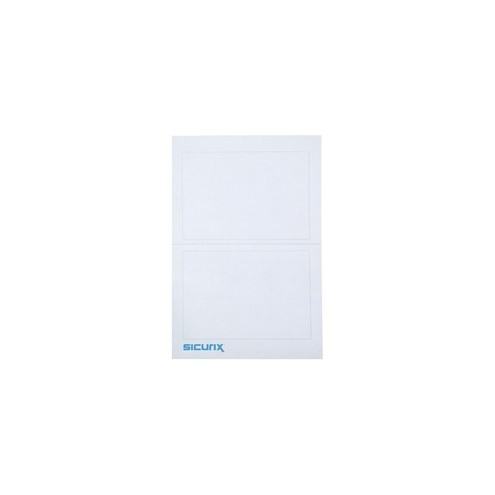 SICURIX Self-adhesive Visitor Badge - Removable Adhesive - 3 1/2" Width x 2 1/4" Length - Rectangle - Plain White - 100 / Box