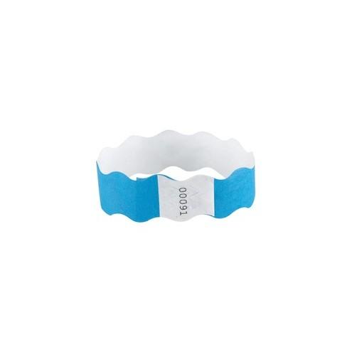 SICURIX Wavy Wristbands with Adhesive - 100/PK - Blue - Tyvek