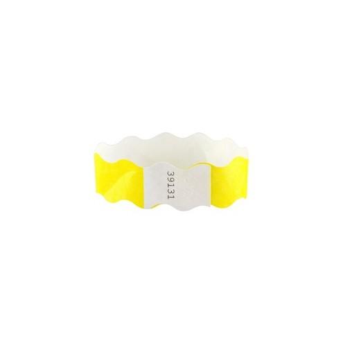 SICURIX Wavy Wristbands with Adhesive - 100 / Pack - Yellow - Tyvek