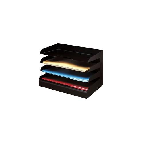 Buddy Horizontal Desktop Organizers - 4 Tier(s) - Desktop - Black - Steel - 1Each