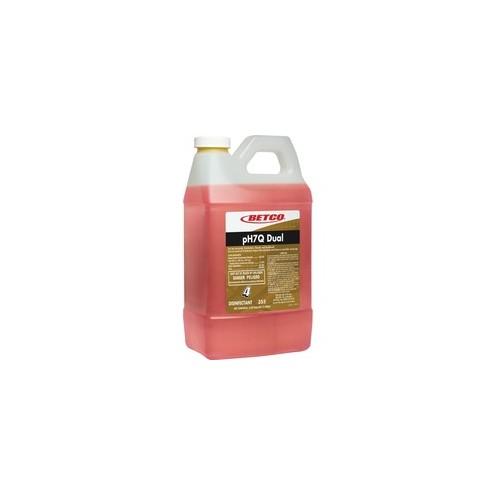 Betco pH7Q Dual Disinfectant Cleaner - Concentrate Liquid - 67.6 fl oz (2.1 quart) - Pleasant Lemon Scent - 1 Each - Light Amber