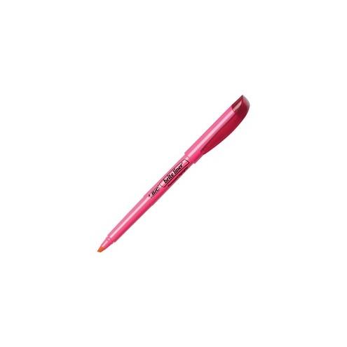 BIC Brite Liner Highlighters - Chisel Marker Point Style - Fluorescent Pink Water Based Ink - 12 / Dozen