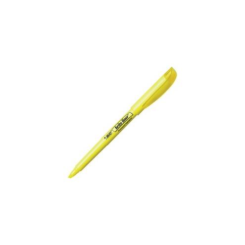 BIC Brite Liner Highlighters - Chisel Marker Point Style - Fluorescent Yellow Water Based Ink - 12 / Dozen