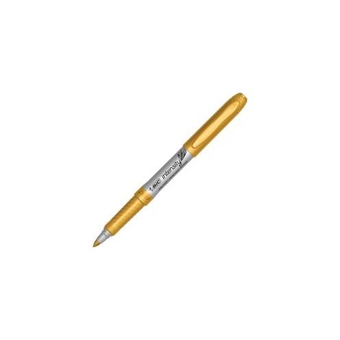 BIC Intensity Metallic Markers - Chisel Marker Point Style - Metallic Gold - 12 / Dozen