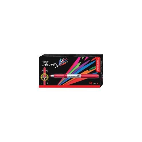 BIC Mark-it Fine Point Permanent Markers - Fine Marker Point - Red - Silver Barrel