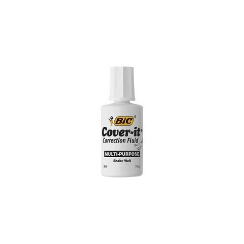 BIC Cover-it Correction Fluid - 0.68 fl oz - White - Fast-drying - 1 Each