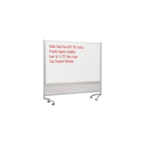 MooreCo Mobile Dry-erase Double-sided Partition - 76" (6.3 ft) Width x 74" (6.2 ft) Height - Rectangle - Assembly Required - 1 Each
