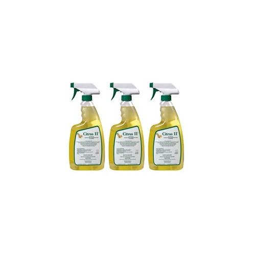Citrus II Germicidal Cleaner - Ready-To-Use Spray - 22 fl oz (0.7 quart) - Citrus ScentBottle - 3 / Pack - White, Green