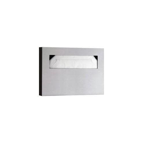 Bobrick Washroom Toilet Seat Cover Dispenser - Singlefold, Half-fold Dispenser - 250 x Toilet Seat Cover - 11" Height x 15.8" Width x 2" Depth - Stainless Steel - Satin