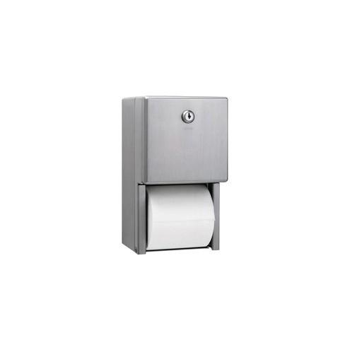 Bobrick Washroom 2-roll Steel Bath Tissue Dispenser - Roll Dispenser - 2 x Roll - 6.5" Height x 6.5" Width x 11.5" Depth - Stainless Steel - Satin, Stainless Steel - Heavy Duty, Anti-theft, Lockable