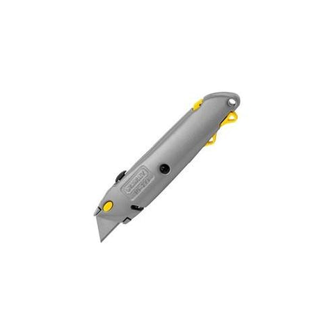 Stanley Quick-Change Utility Knife - 6" Cutting Length - Heavy Duty, Retractable - Black, Silver - 8.5" Length - 1 / Each