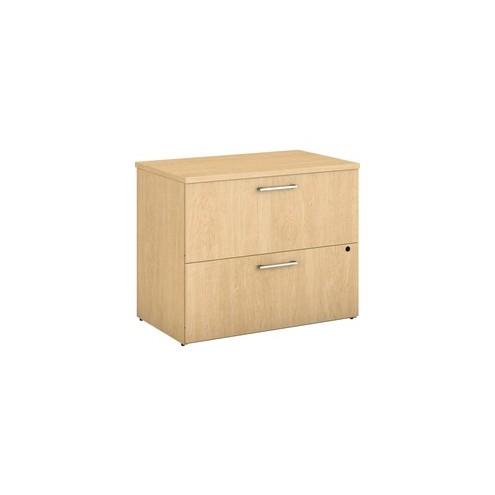 Bush 400 Series 2-Drawer Lateral Cabinet - 35.6" x 21.6" x 29.2" - 2 x File Drawer(s) - Material: Thermofused Laminate (TFL) Surface, Nickel Pull - Finish: Natural Maple