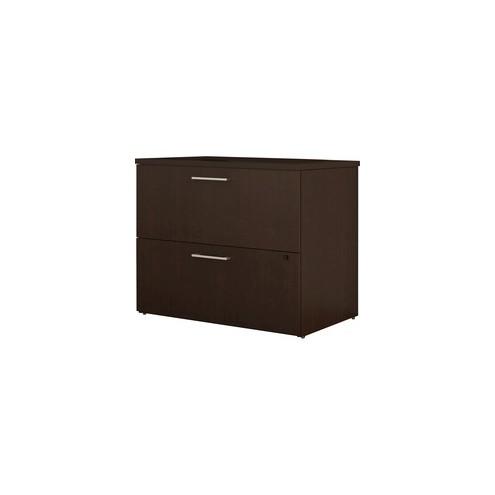 Bush 400 Series 2-Drawer Lateral Cabinet - 35.6" x 21.6" x 29.2" - 2 x File Drawer(s) - Material: Thermofused Laminate (TFL) Surface, Nickel Pull - Finish: Mocha Cherry