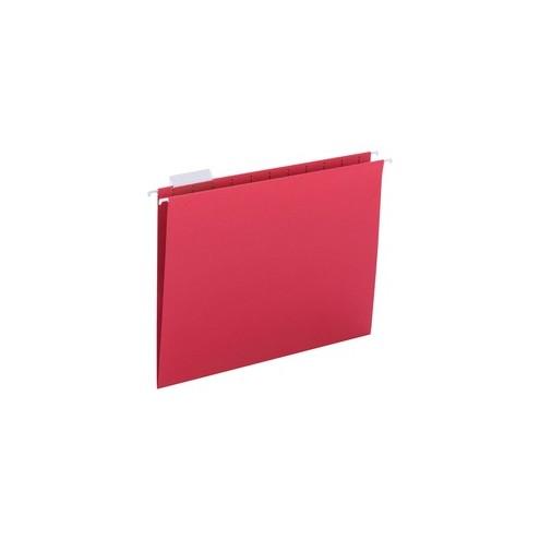 Business Source 1/5-cut Hanging File Folders - Letter - 8 1/2" x 11" Sheet Size - 1/5 Tab Cut - Red - Recycled - 25 / Box