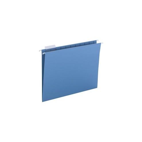 Business Source 1/5-cut Hanging File Folders - Letter - 8 1/2" x 11" Sheet Size - 1/5 Tab Cut - Blue - Recycled - 25 / Box