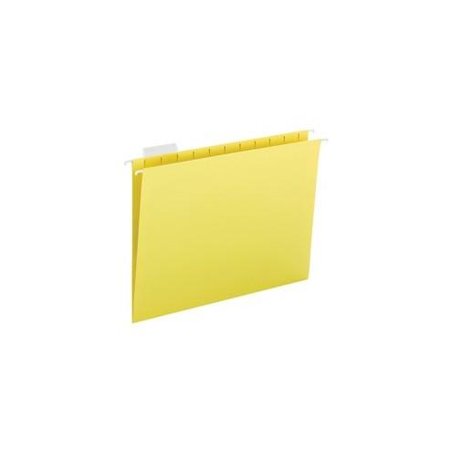 Business Source 1/5-cut Hanging File Folders - Letter - 8 1/2" x 11" Sheet Size - 1/5 Tab Cut - Yellow - Recycled - 25 / Box