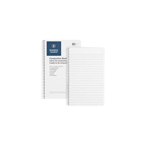 Business Source College Ruled Composition Books - 80 Sheets - Wire Bound - 16 lb Basis Weight - 6" x 9 1/2" - White Paper - Stiff-back - 1 / Each