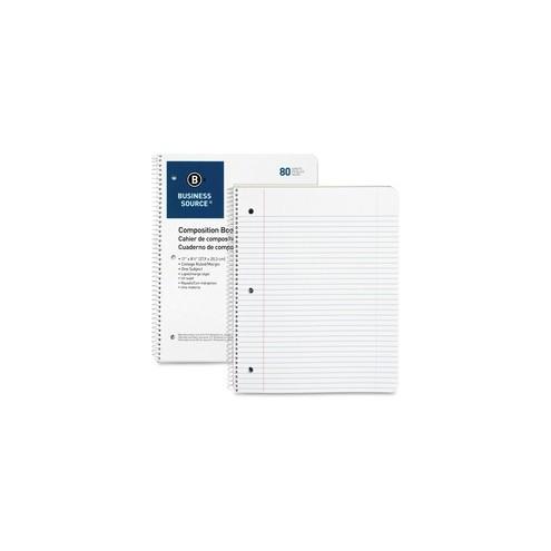 Business Source Wirebound College Ruled Notebooks - Letter - 80 Sheets - Wire Bound - 16 lb Basis Weight - 8 1/2" x 11" - White Paper - Stiff-back - 1 / Each