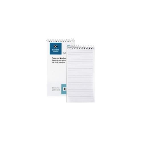 Business Source Coat Pocket-size Reporters Notebook - 70 Sheets - Spiral - 4" x 8" - White Paper