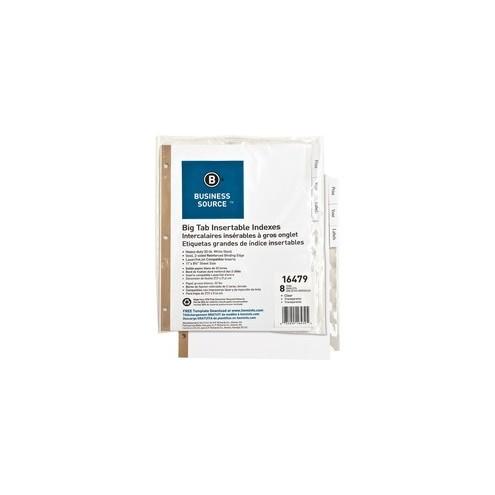 Business Source Tear-resistant Clear Tab Index Dividers - 8 Tab(s) - 8.5" Divider Width x 11" Divider Length - Letter - White Divider - Clear Tab(s) - 8 / Set