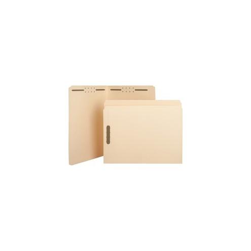 Business Source 2-Ply Tab Manila Letter Fastener Folder - Letter - 8 1/2" x 11" Sheet Size - 2 Fastener(s) - Straight Tab Cut - Manila - Recycled - 50 / Box