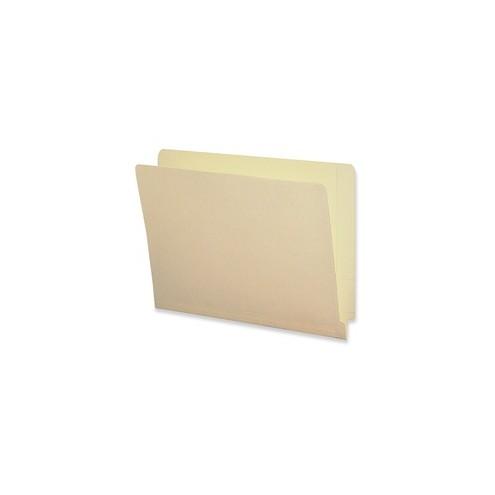 Business Source 2-Ply End Tab Manila File Folders - Letter - 8 1/2" x 11" Sheet Size - Straight Tab Cut - End Tab Location - 11 pt. Folder Thickness - Manila - Recycled - 100 / Box