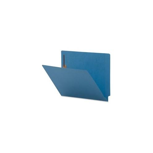 Business Source Colored 2-Ply Tab Fastener Folders - Letter - 8 1/2" x 11" Sheet Size - 2 Fastener(s) - End Tab Location - Blue - Recycled - 50 / Box