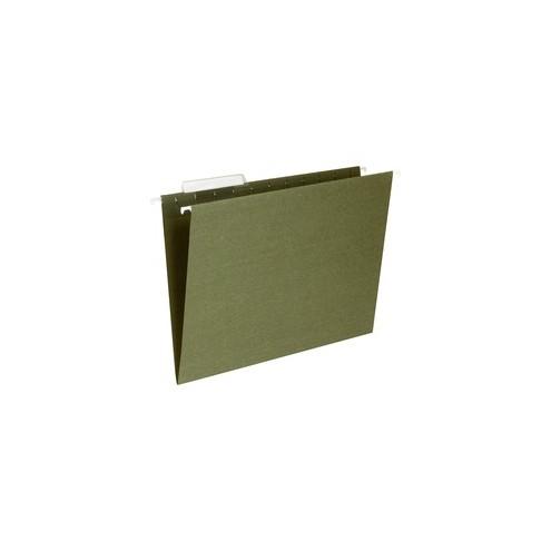 Business Source 1/3 Cut Standard Hanging File Folders - Letter - 8 1/2" x 11" Sheet Size - 1/3 Tab Cut - 11 pt. Folder Thickness - Standard Green - Recycled - 25 / Box