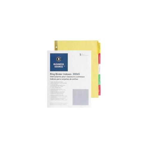 Business Source Reinforced Insertable Tab Indexes - 5 Tab(s)2" Tab Width - 8.5" Divider Width x 11" Divider Length - Letter - 3 Hole Punched - Buff Divider - Manila Tab(s) - 5 / Set