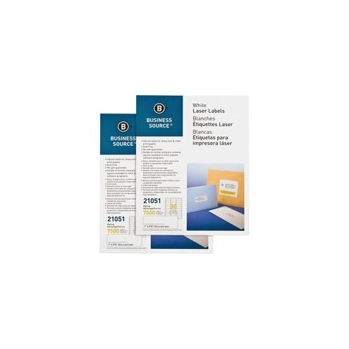 Business Source Bright White Premium-quality Address Labels - Permanent Adhesive - 1" Width x 2 5/8" Length - Rectangle - Laser, Inkjet - White - 30 / Sheet - 250 Total Sheets - 15000 / Carton