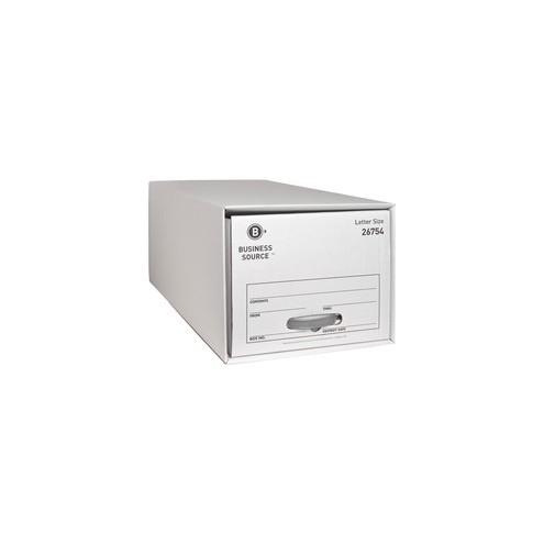 Business Source Drawer Storage Boxes - External Dimensions: 12.5" Width x 23.3" Depth x 10.3"Height - Media Size Supported: Letter - Light Duty - Stackable - White - For File - Recycled - 6 / Carton