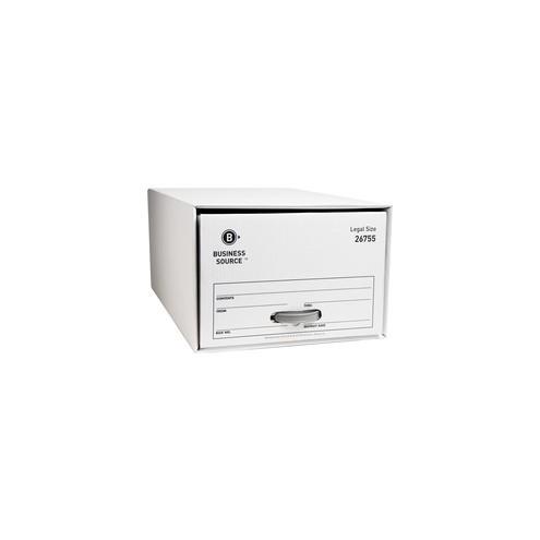 Business Source Drawer Storage Boxes - External Dimensions: 15.5" Width x 23.3" Depth x 10.3"Height - Media Size Supported: Legal - Light Duty - Stackable - White - For File - Recycled - 6 / Carton