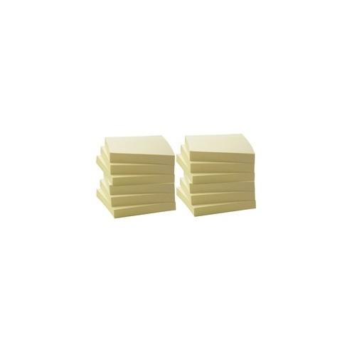 Business Source Yellow Adhesive Notes - 3" x 3" - Square - Unruled - Yellow - Self-adhesive, Removable - 12 / Pack