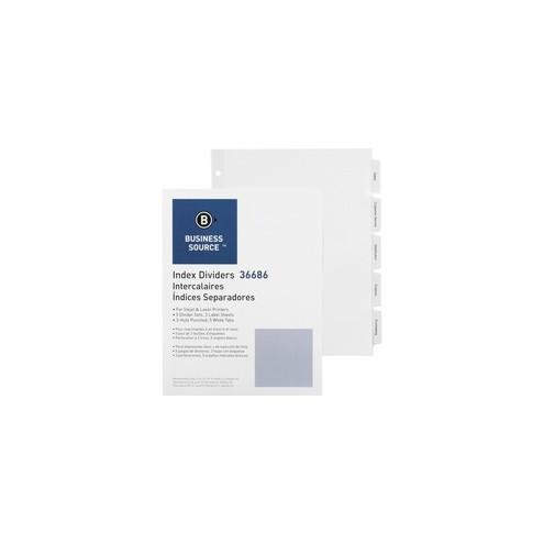 Business Source Punched Tabbed Laser Index Dividers - 5 Blank Tab(s) - 3 Hole Punched - White Paper Divider - White Tab(s) - 5 / Pack