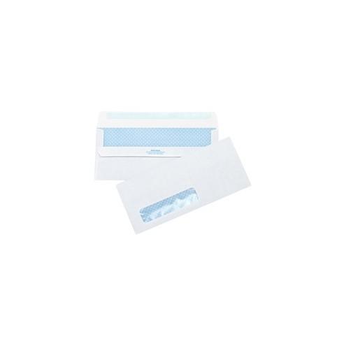 Business Source No.10 Standard Window Invoice Envelopes - Single Window - 9 1/2" Width x 4 1/2" Length - 24 lb - Self-sealing - Poly - 500 / Box - White