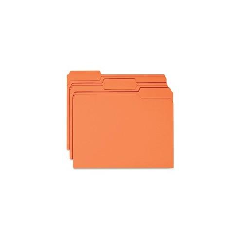 Business Source 1-ply Tab Colored File Folder - 1/3 Tab Cut - 11 pt. Folder Thickness - Orange - Recycled - 100 / Box