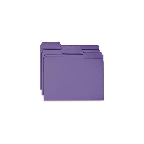 Business Source 1-ply Tab Colored File Folder - 1/3 Tab Cut - 11 pt. Folder Thickness - Purple - Recycled - 100 / Box
