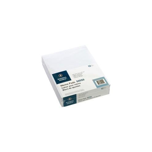 Business Source Glued Top Memorandum Pad - Letter - 50 Sheets - Plain - Glue - 16 lb Basis Weight - 8 1/2" x 11" - White Paper - 12 / Dozen