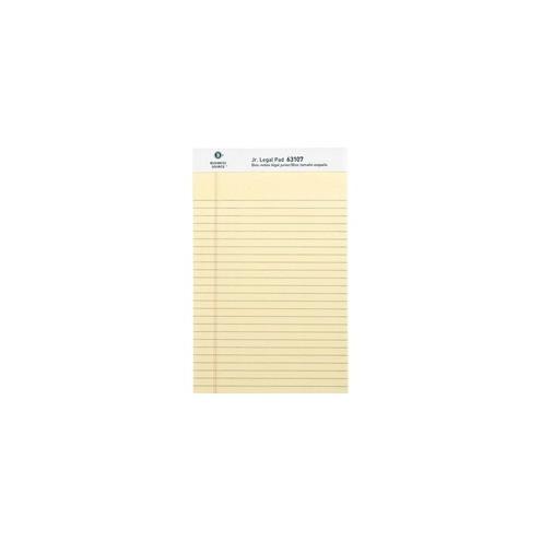 Business Source Micro - Perforated Legal Ruled Pads - Jr.Legal - 50 Sheets - 0.28" Ruled - 16 lb Basis Weight - 8" x 5" - Canary Paper - Micro Perforated, Easy Tear, Sturdy Back - 12 / Dozen