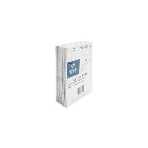 Business Source Micro - Perforated Legal Ruled Pads - Jr.Legal - 50 Sheets - 0.28" Ruled - 16 lb Basis Weight - 8" x 5" - White Paper - Micro Perforated, Easy Tear, Sturdy Back - 12 / Dozen