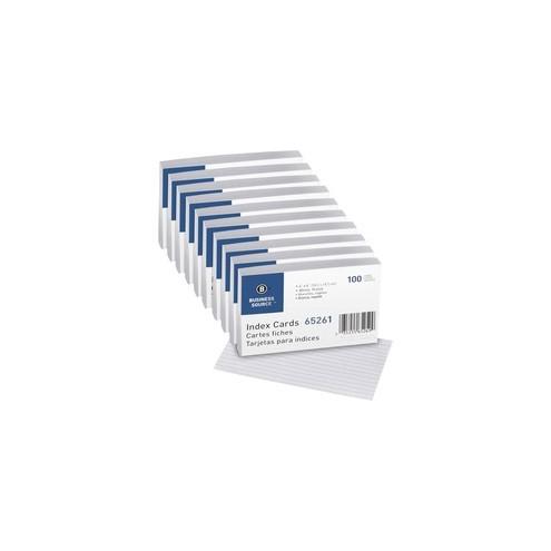 Business Source Ruled White Index Cards - Front Ruling Surface - Ruled - 72 lb Basis Weight - 4" x 6" - White Paper - 1000 / Box