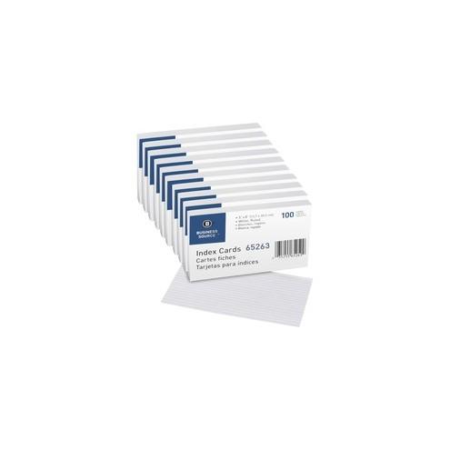 Business Source Ruled White Index Cards - Front Ruling Surface - Ruled - 72 lb Basis Weight - 5" x 8" - White Paper - 500 / Box