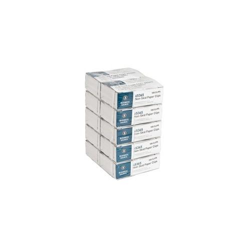Business Source Non-Skid Paper Clips - Regular - 1000 / Pack - Silver - Steel