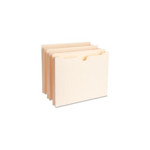 Business Source Full Height Sides Manila File Pockets - Letter - 8 1/2" x 11" Sheet Size - 1 1/2" Expansion - Straight Tab Cut - 11 pt. Folder Thickness - Manila - Recycled - 50 / Box